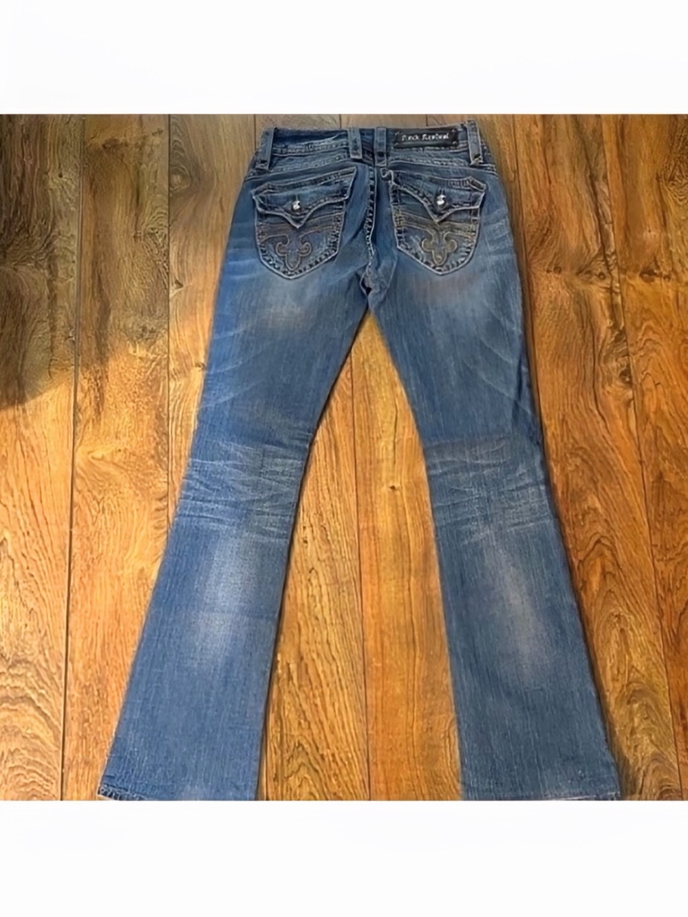 Gorgeous Rock Revival Patti Boot Jeans With Embellished Pockets 33” Inseam